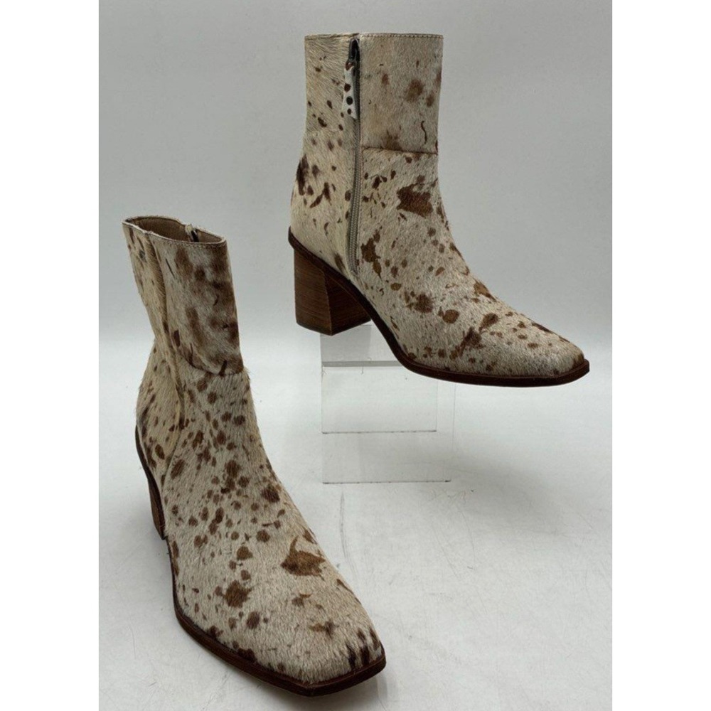 Velez Artisan Colombian Cowhide Hair-on-Hide Square Toe Block Heel Boots Size 40